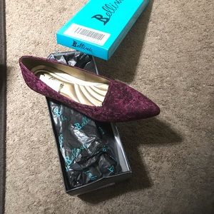 NWT WINE EMBOSSED VELVET LOAFERS